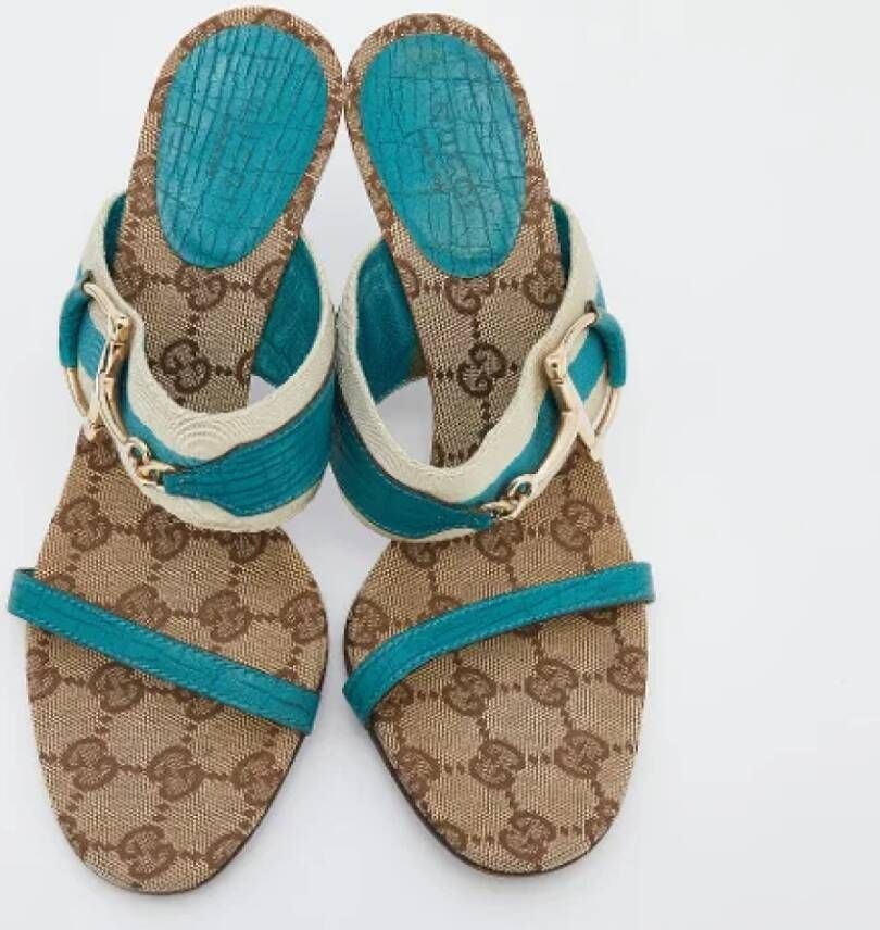 Gucci Vintage Pre-owned Leather sandals Blue Dames