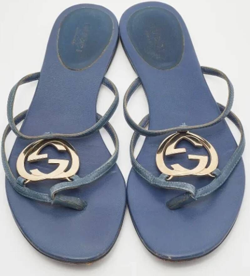 Gucci Vintage Pre-owned Leather sandals Blue Dames