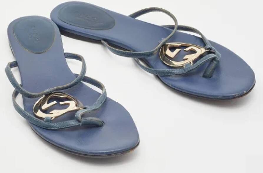 Gucci Vintage Pre-owned Leather sandals Blue Dames