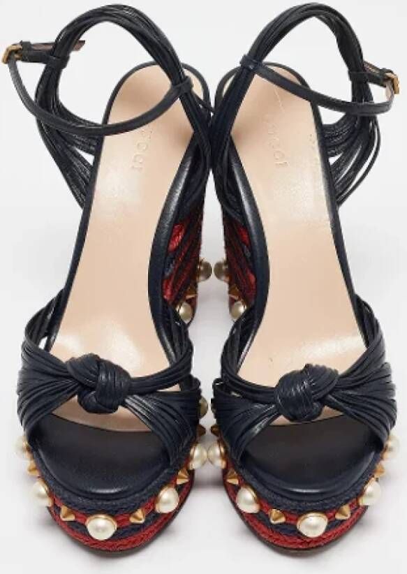 Gucci Vintage Pre-owned Leather sandals Blue Dames