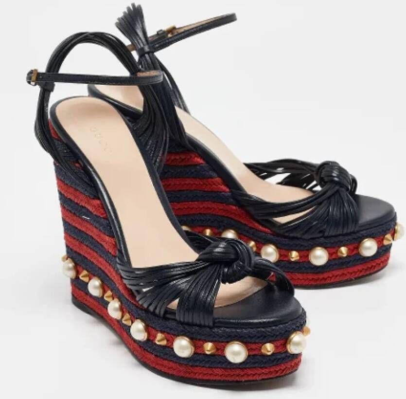 Gucci Vintage Pre-owned Leather sandals Blue Dames