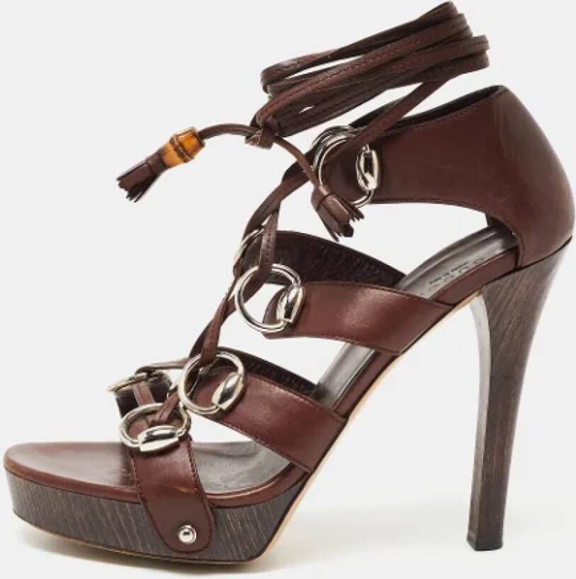 Gucci Vintage Pre-owned Leather sandals Brown Dames