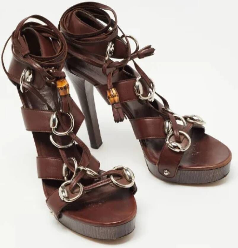 Gucci Vintage Pre-owned Leather sandals Brown Dames