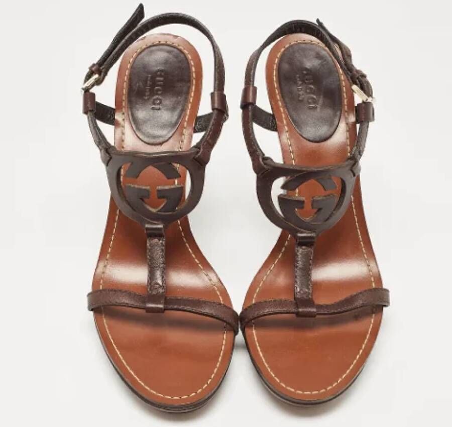 Gucci Vintage Pre-owned Leather sandals Brown Dames