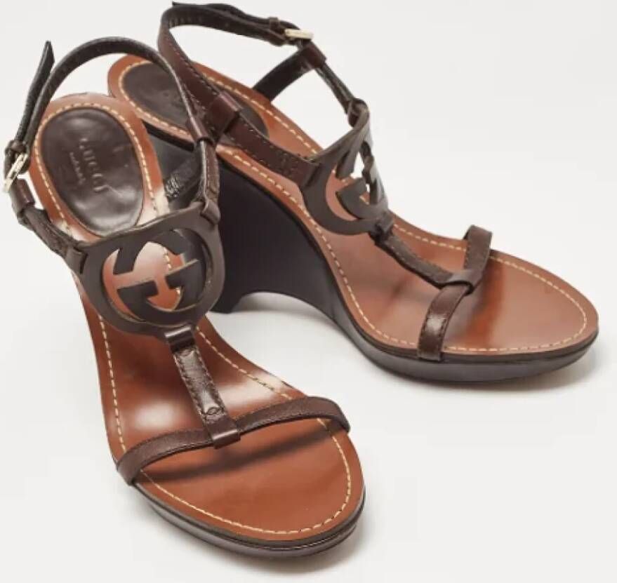 Gucci Vintage Pre-owned Leather sandals Brown Dames