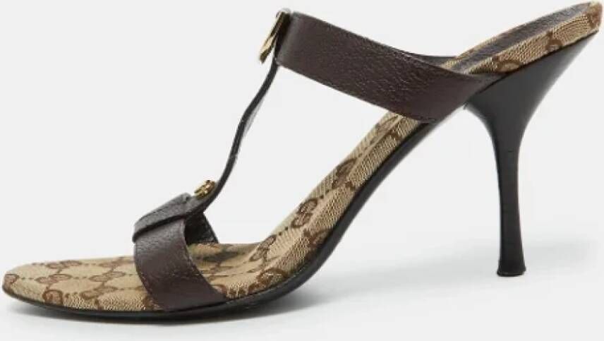 Gucci Vintage Pre-owned Leather sandals Brown Dames