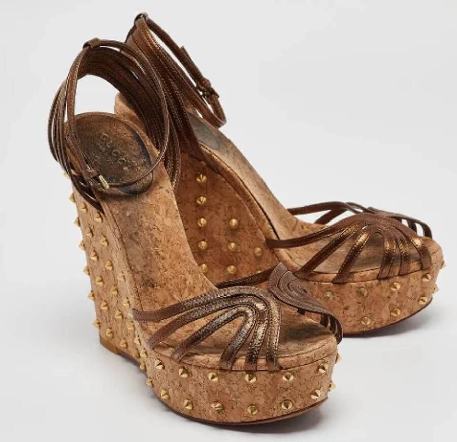Gucci Vintage Pre-owned Leather sandals Brown Dames