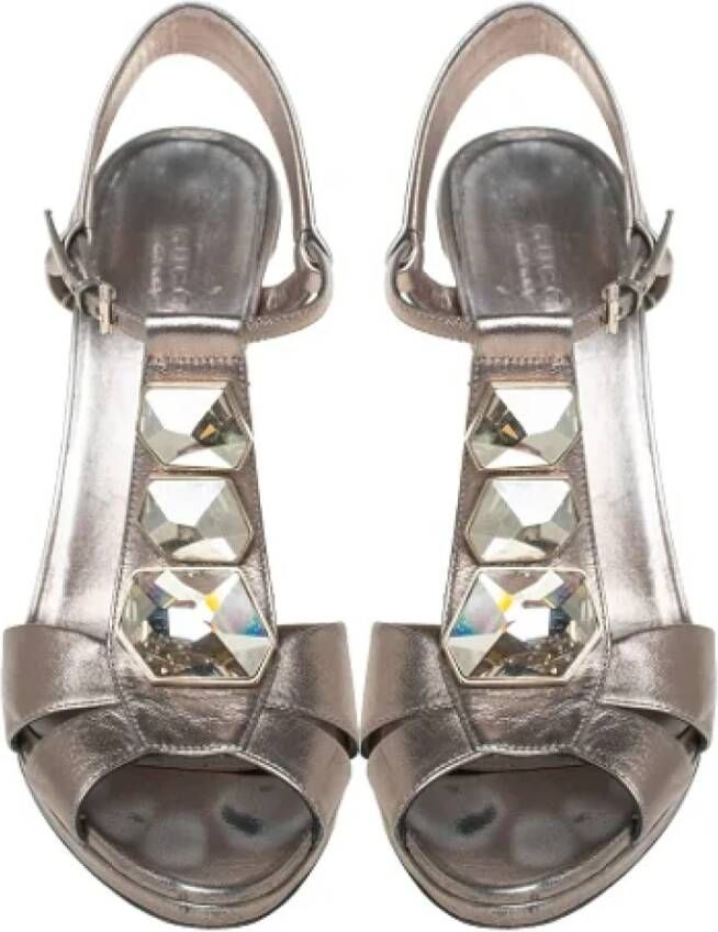 Gucci Vintage Pre-owned Leather sandals Gray Dames