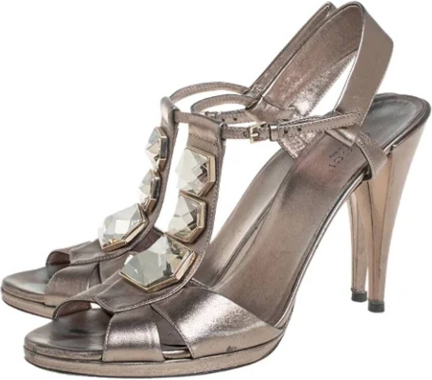 Gucci Vintage Pre-owned Leather sandals Gray Dames