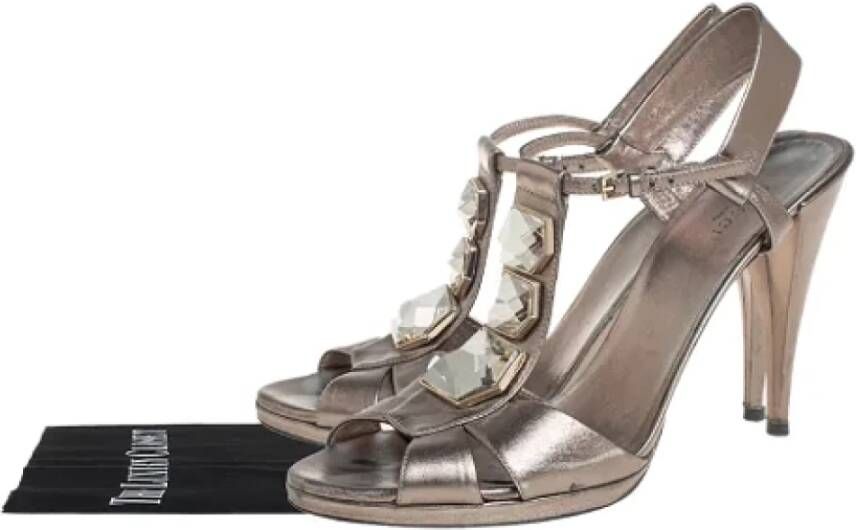 Gucci Vintage Pre-owned Leather sandals Gray Dames