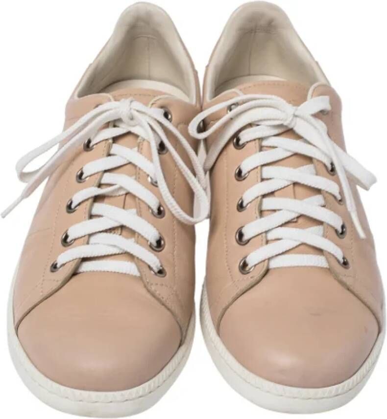 Gucci Vintage Pre-owned Leather sneakers Beige Dames