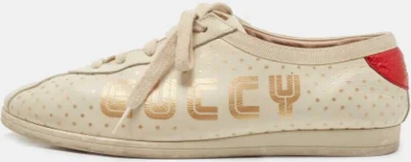 Gucci Vintage Pre-owned Leather sneakers Beige Dames