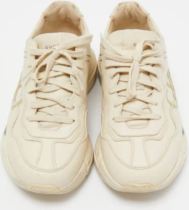 Gucci Vintage Pre-owned Leather sneakers Beige Dames