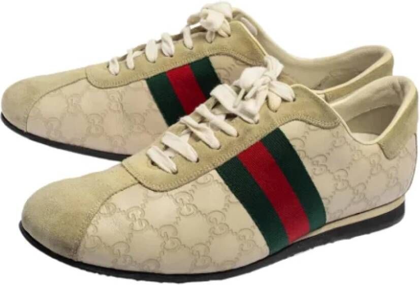 Gucci Vintage Pre-owned Leather sneakers Beige Dames