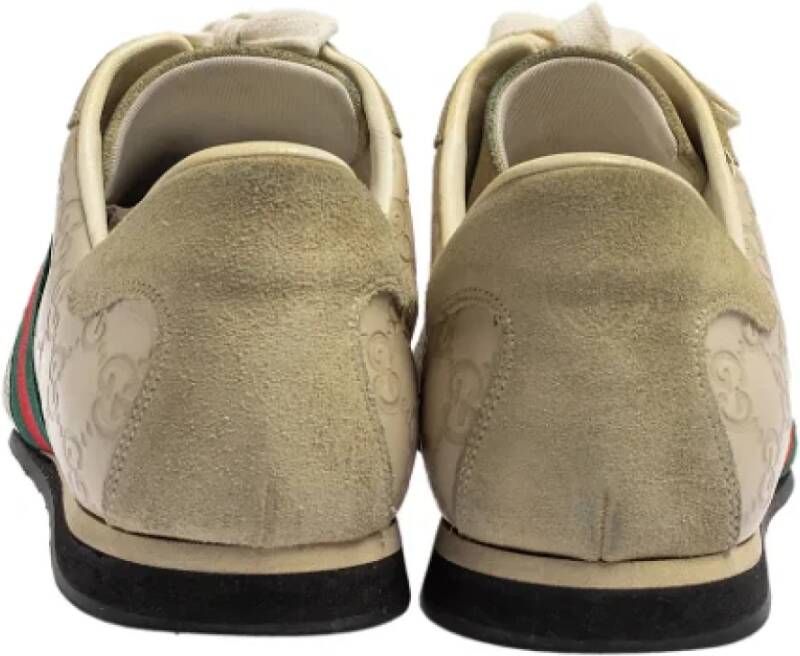 Gucci Vintage Pre-owned Leather sneakers Beige Dames