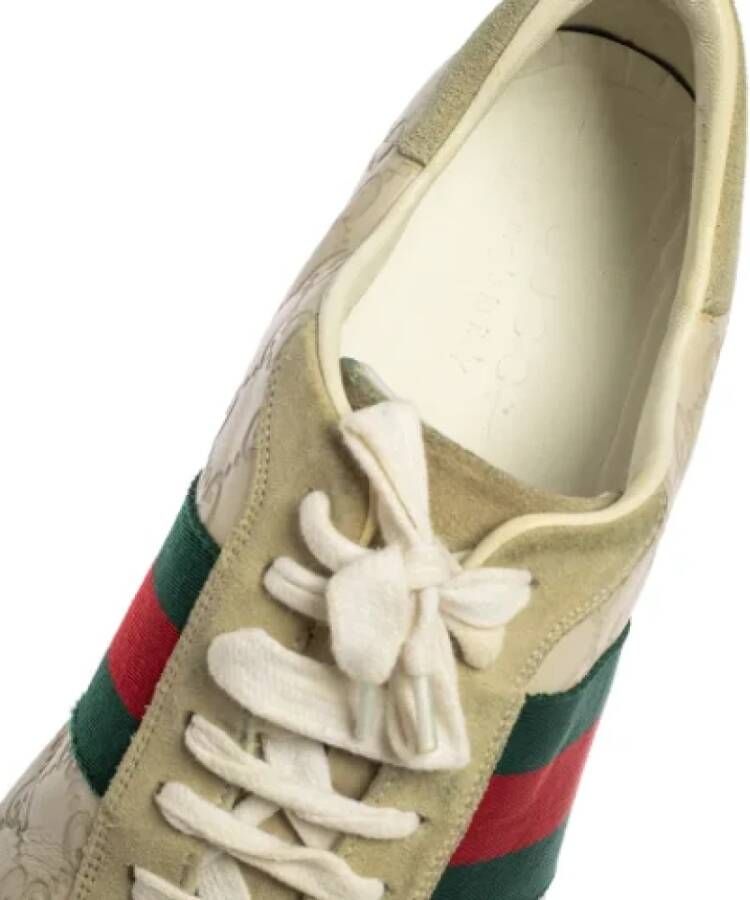 Gucci Vintage Pre-owned Leather sneakers Beige Dames