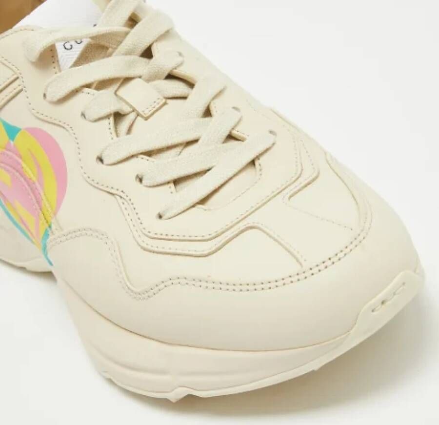 Gucci Vintage Pre-owned Leather sneakers Beige Dames