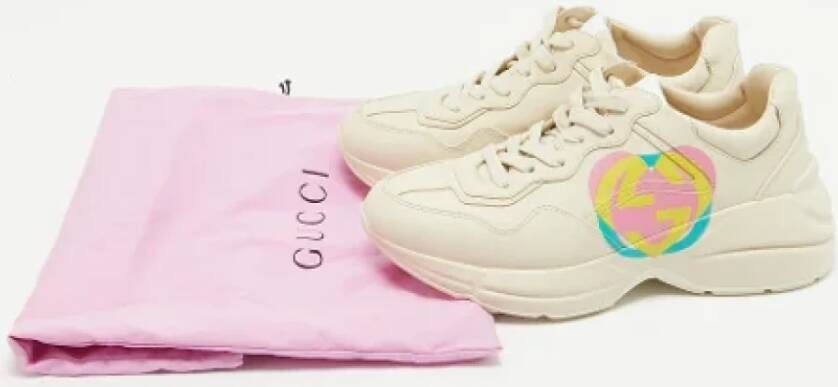 Gucci Vintage Pre-owned Leather sneakers Beige Dames