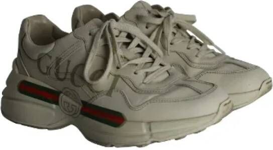 Gucci Vintage Pre-owned Leather sneakers Beige Dames