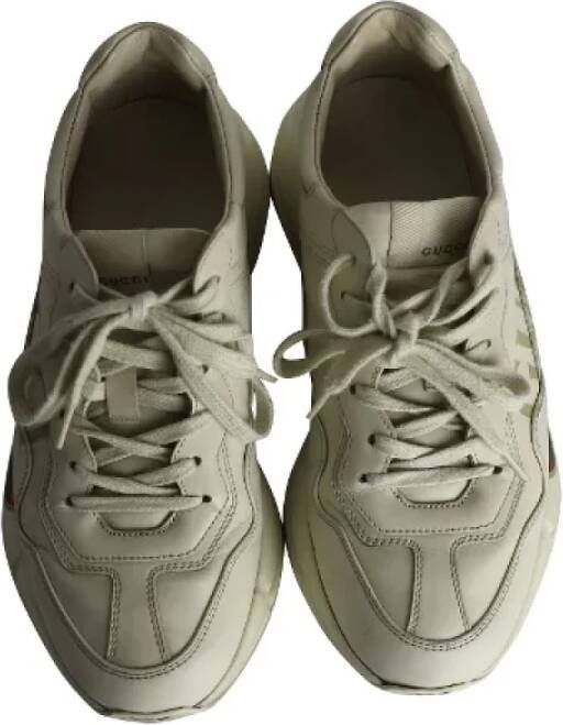 Gucci Vintage Pre-owned Leather sneakers Beige Dames
