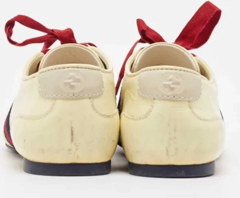 Gucci Vintage Pre-owned Leather sneakers Beige Dames