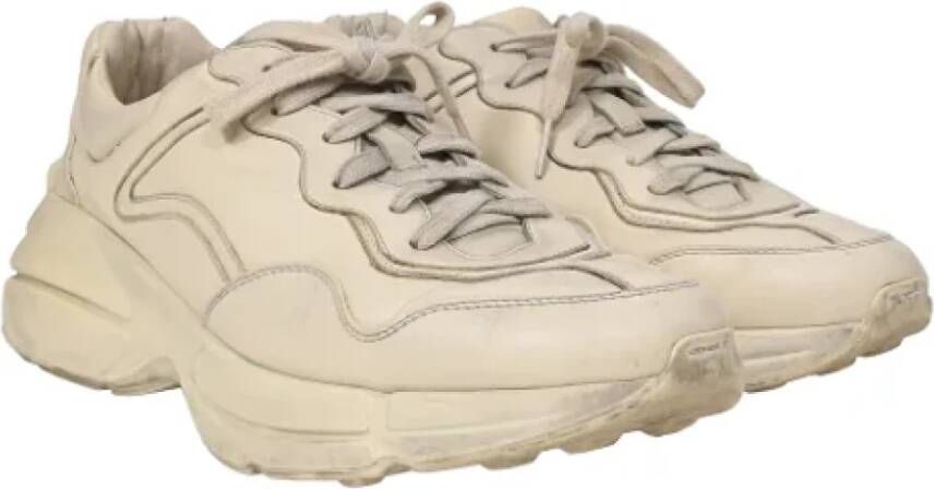 Gucci Vintage Pre-owned Leather sneakers Beige Dames
