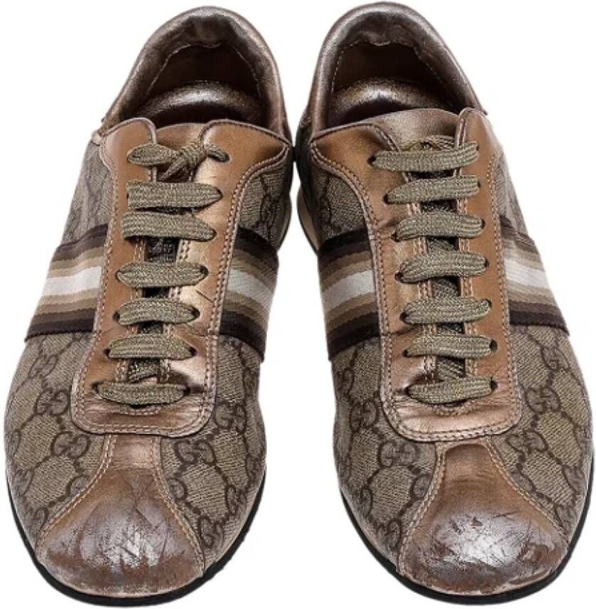 Gucci Vintage Pre-owned Leather sneakers Beige Heren