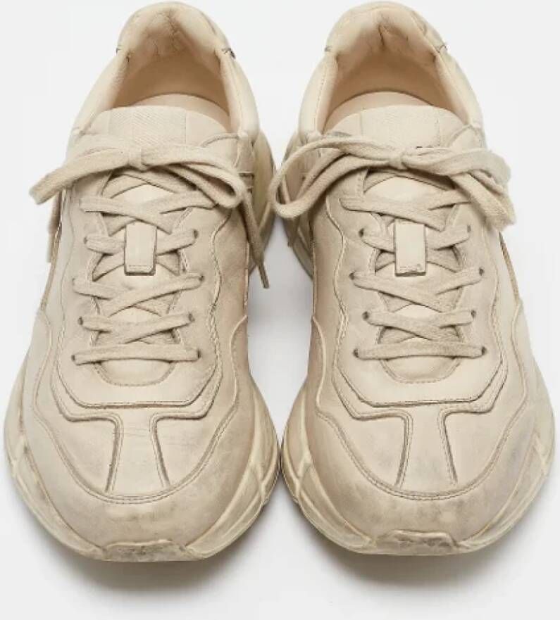 Gucci Vintage Pre-owned Leather sneakers Beige Heren