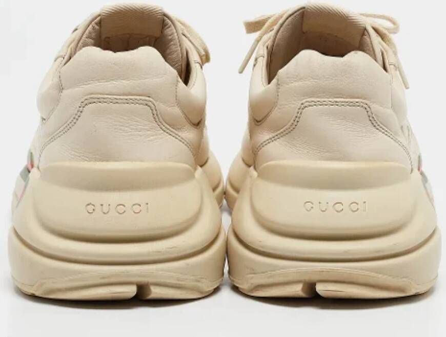 Gucci Vintage Pre-owned Leather sneakers Beige Heren