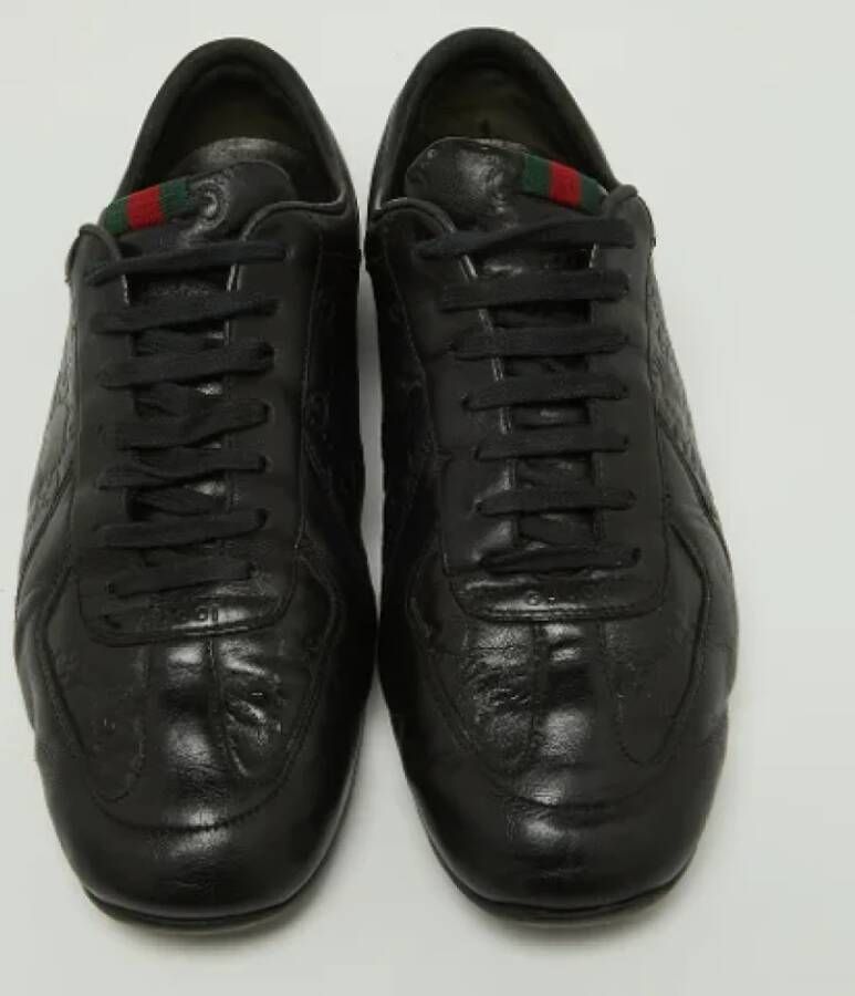 Gucci Vintage Pre-owned Leather sneakers Black Dames