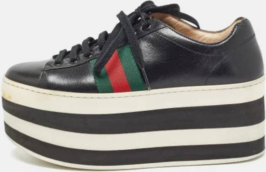 Gucci Vintage Pre-owned Leather sneakers Black Dames