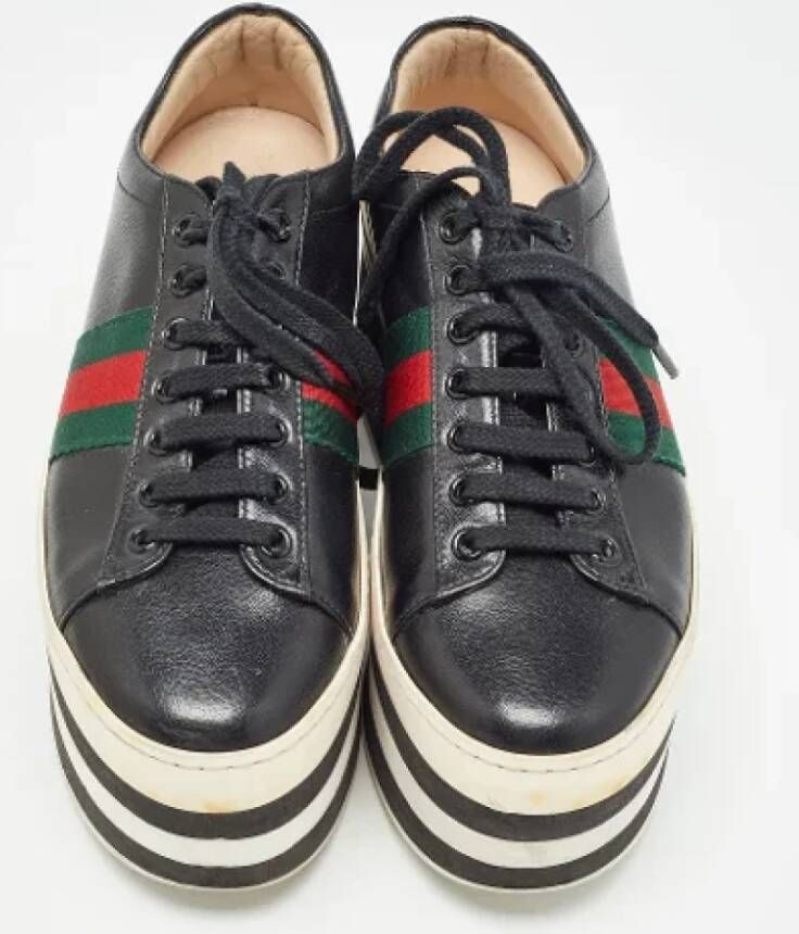 Gucci Vintage Pre-owned Leather sneakers Black Dames