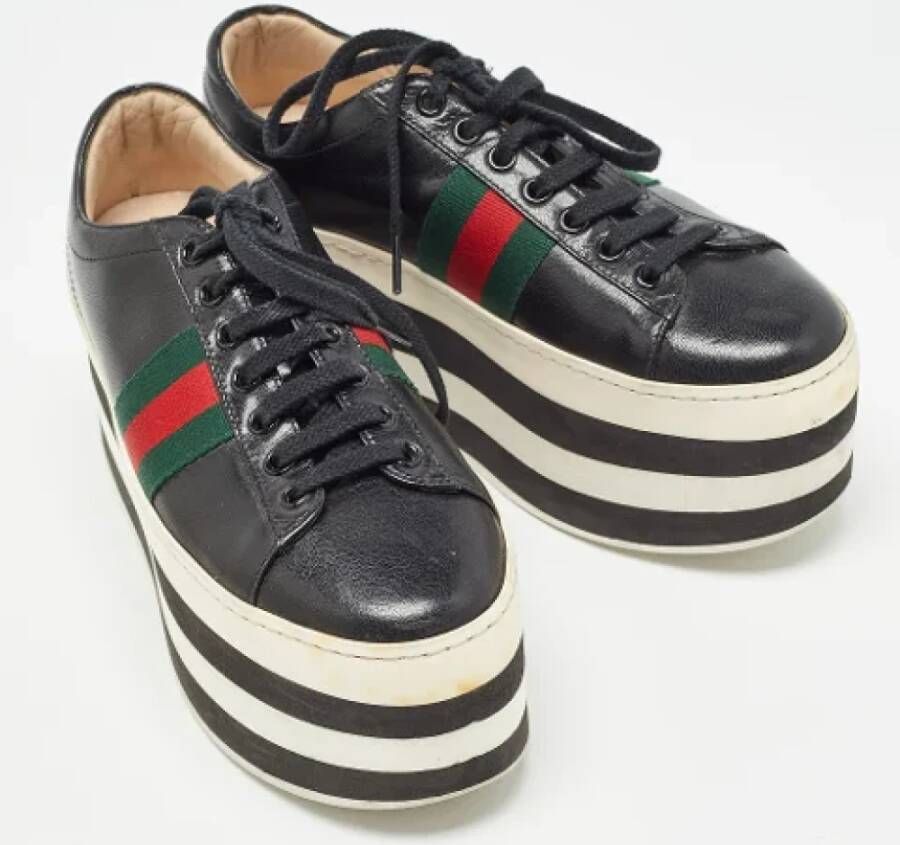 Gucci Vintage Pre-owned Leather sneakers Black Dames