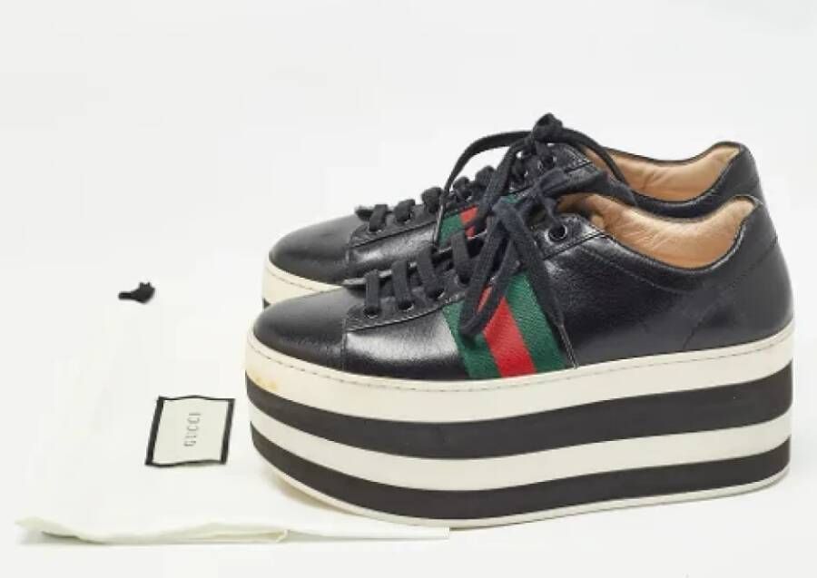 Gucci Vintage Pre-owned Leather sneakers Black Dames