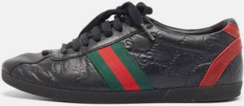 Gucci Vintage Pre-owned Leather sneakers Black Dames