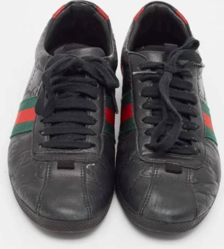 Gucci Vintage Pre-owned Leather sneakers Black Dames