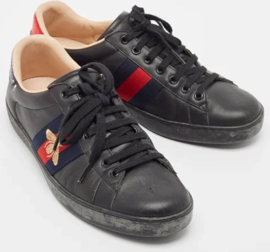 Gucci Vintage Pre-owned Leather sneakers Black Heren