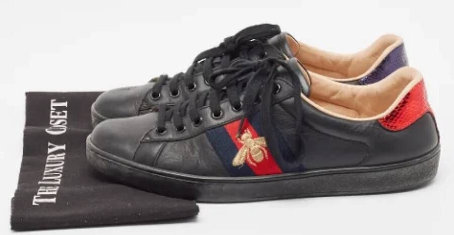 Gucci Vintage Pre-owned Leather sneakers Black Heren