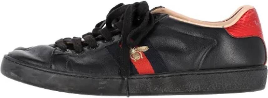 Gucci Vintage Pre-owned Leather sneakers Black Heren