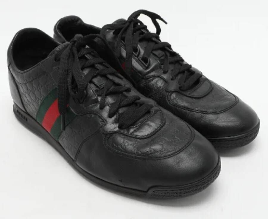 Gucci Vintage Pre-owned Leather sneakers Black Heren
