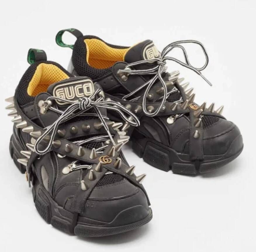 Gucci Vintage Pre-owned Leather sneakers Black Heren