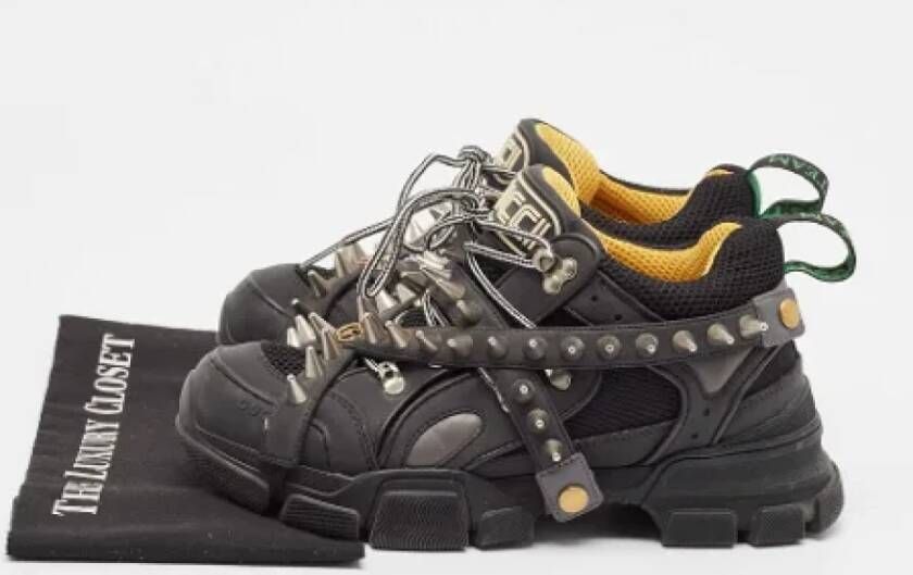 Gucci Vintage Pre-owned Leather sneakers Black Heren