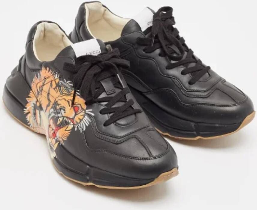 Gucci Vintage Pre-owned Leather sneakers Black Heren