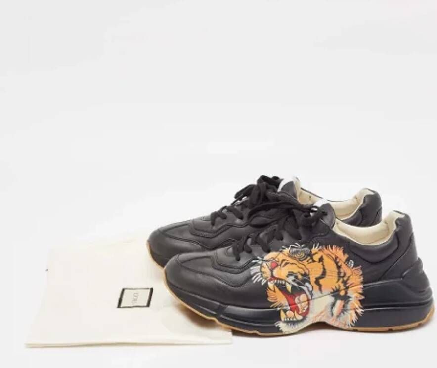 Gucci Vintage Pre-owned Leather sneakers Black Heren