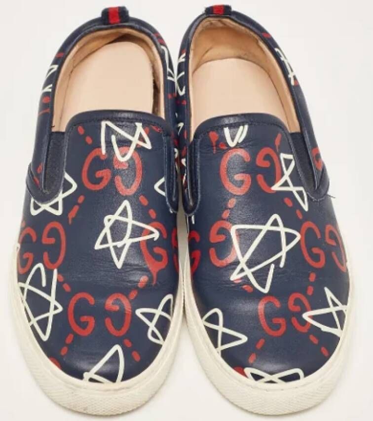 Gucci Vintage Pre-owned Leather sneakers Blue Dames