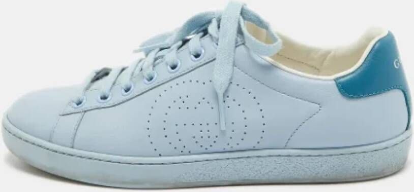 Gucci Vintage Pre-owned Leather sneakers Blue Dames