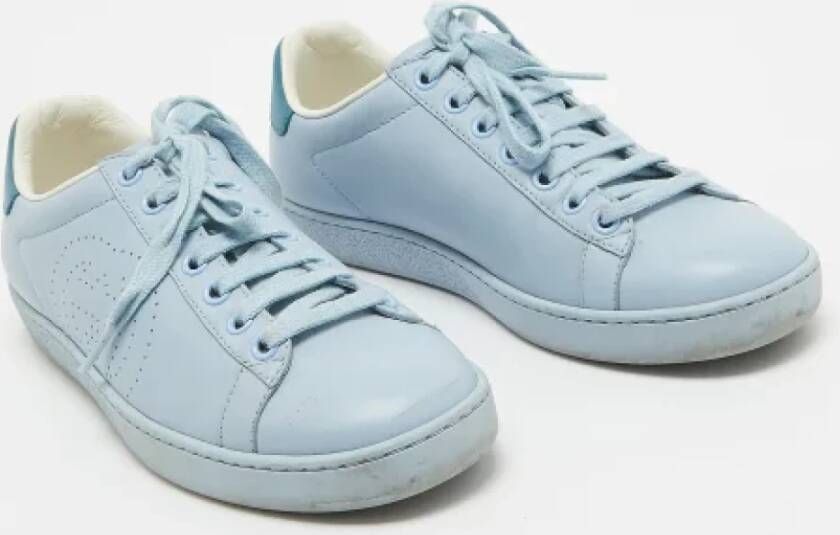 Gucci Vintage Pre-owned Leather sneakers Blue Dames