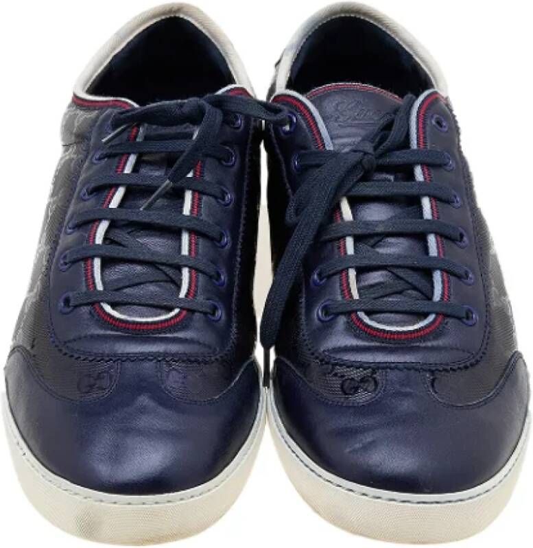 Gucci Vintage Pre-owned Leather sneakers Blue Heren