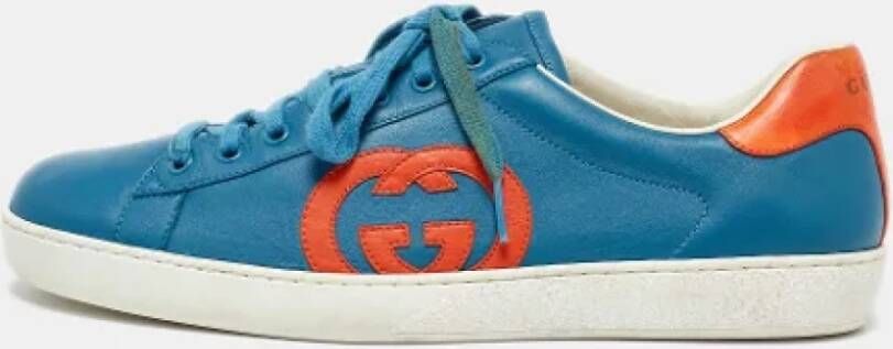 Gucci Vintage Pre-owned Leather sneakers Blue Heren