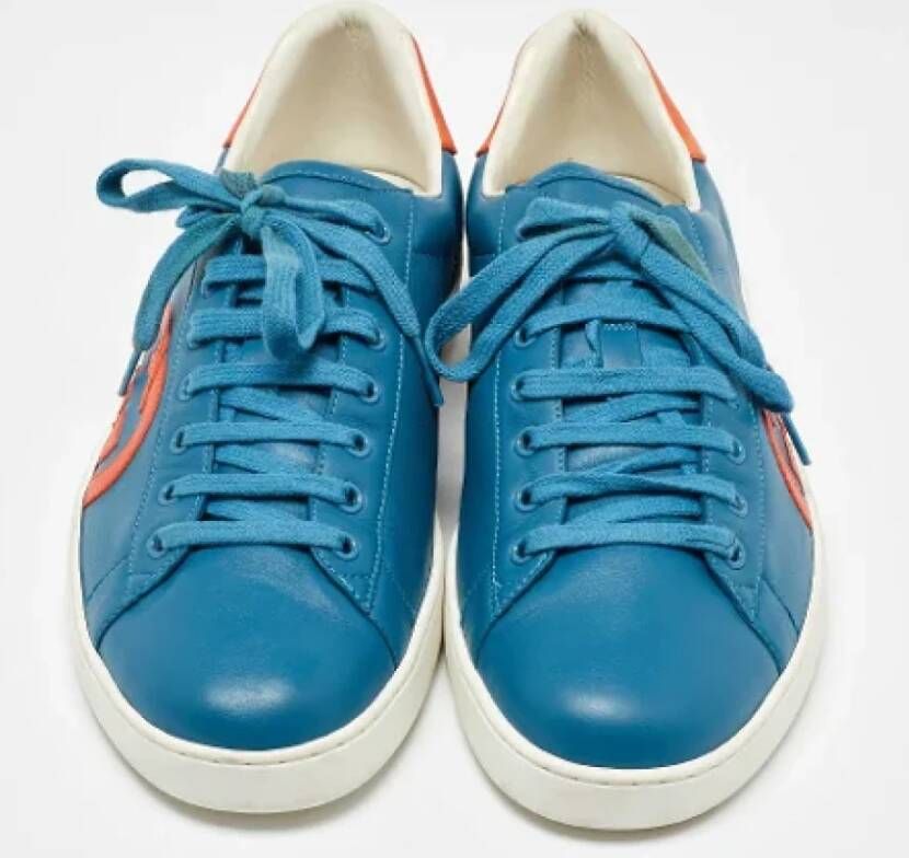 Gucci Vintage Pre-owned Leather sneakers Blue Heren